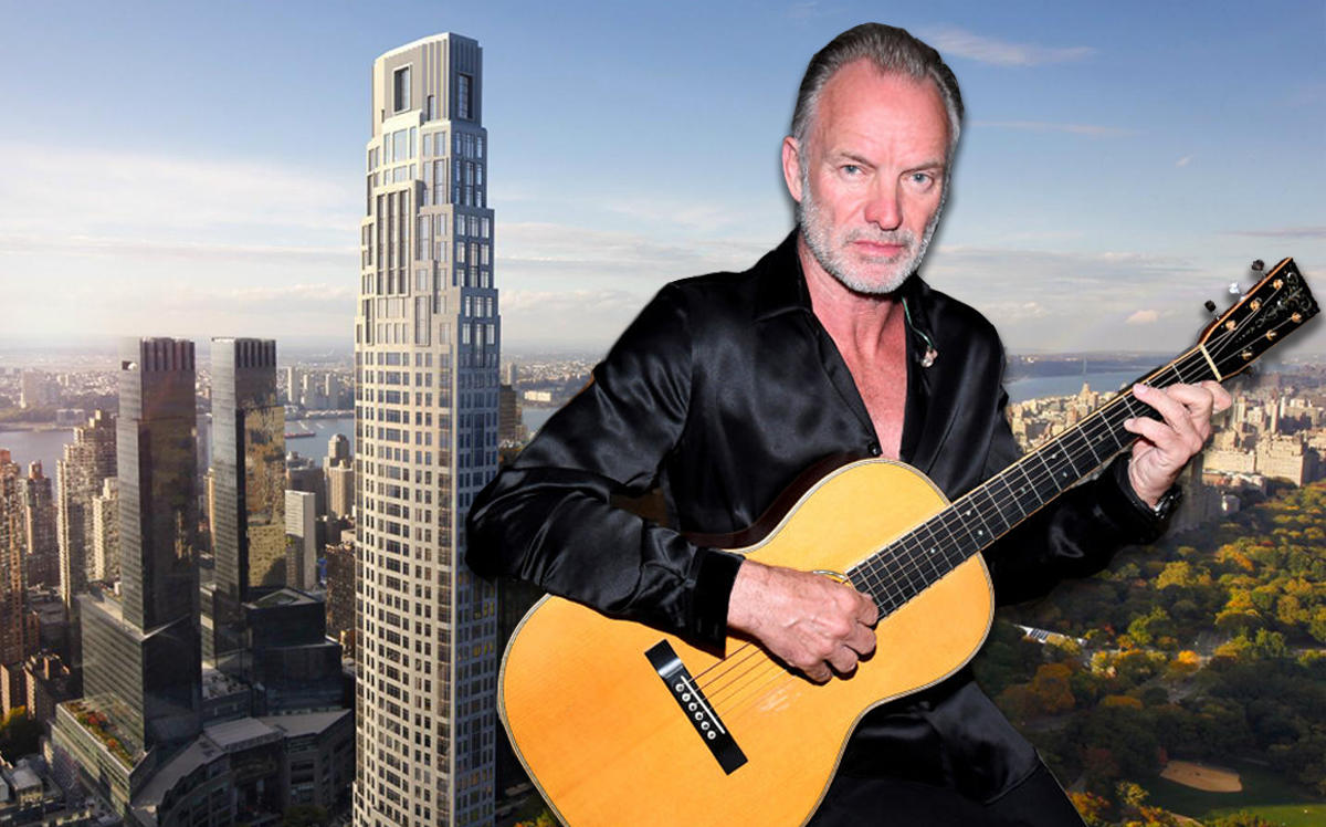 Sting and 220 Central Park South (Credit: Getty Images, Vornado Realty Trust)