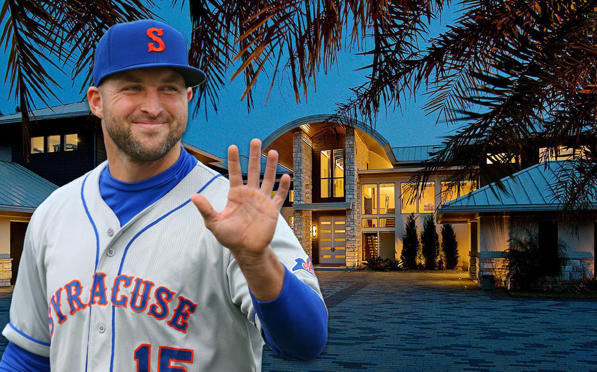 Tim Tebow and his home in South Jacksonville's Glen Kernan Golf & Country Club (Credit: Getty Images, Estately)