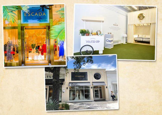 From left: Escada at Bal Harbour Shops, Pronovias on Miracle Mile, and The Casper Wake-Up on Lincoln Road.