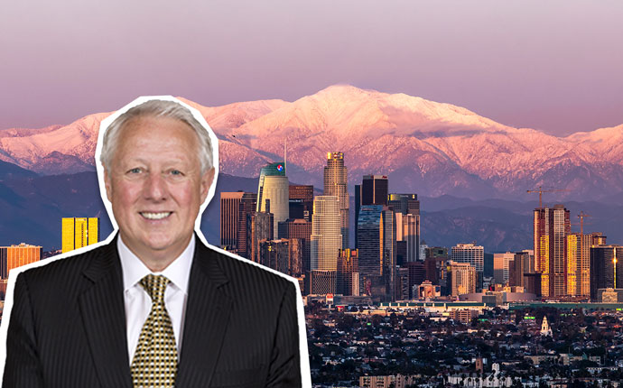 Atlas Hospitality Group president Alan X. Reay and Downtown Los Angeles, with construction development rising above the L.A. Convention Center at the right (Credit: Wikimedia)