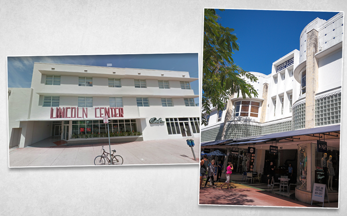 The Sterling Building at 927 Lincoln Road and Lincoln Center at 690 Lincoln Road (Credit: Wikipedia and Google Maps)