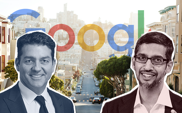 From left: Lendlease's Denis Hickey and Google CEO Sundar Pichai