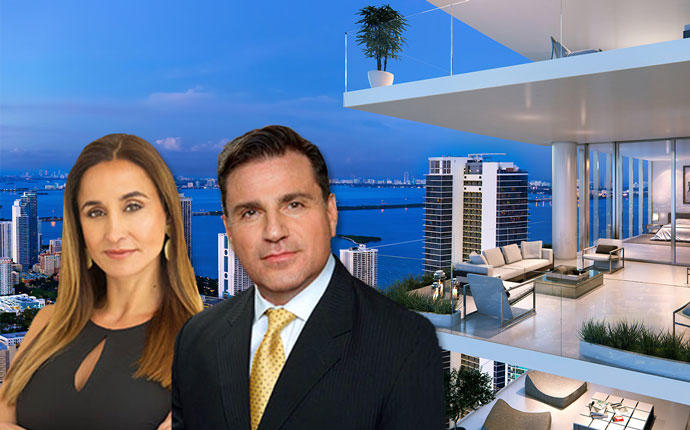 Peggy Fucci, Dan Kodsi and a rendering of Paramount Miami Worldcenter
