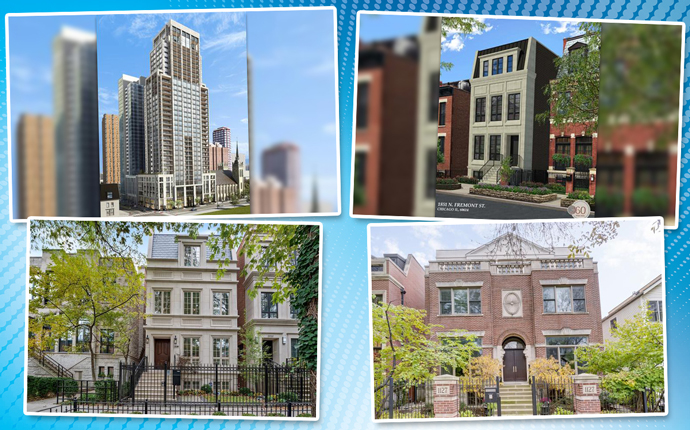 From top left, clockwise: 9 West Walton, unit 2201, 1851 North Fremont Street, 1127 West Lill Avenue, and 2018 North Dayton Street (Credit: Redfin)