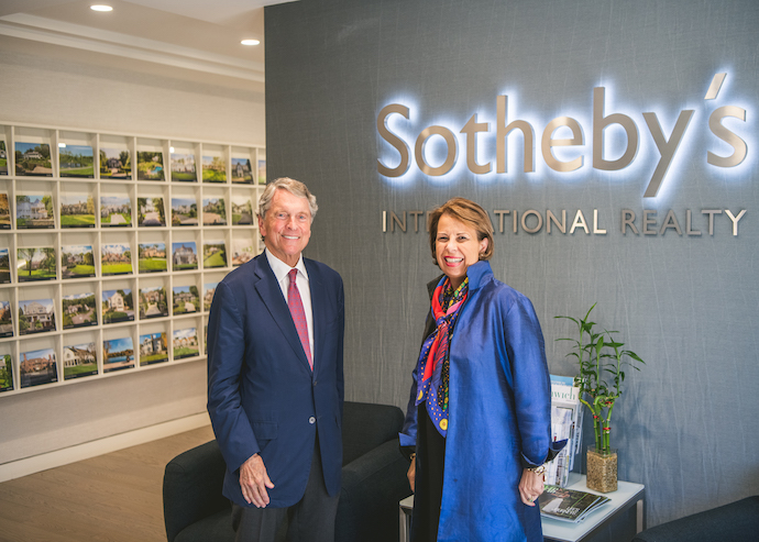 <em>David Ogilvy and Pam Pagnani at the office of Sotheby's International Realty in Greenwich. (Sotheby's)</em>