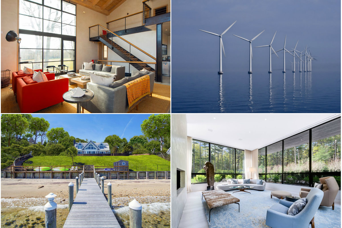 <em>Clockwise: A two-home Water Mill compound's ask is cut down to $17.5M, a developer scuttles its plan for wind farms off the South Fork, a modern East Hampton home with a "wellness center" lists for $8.5M and a developer-turned-speedboat racer's Sag Harbor estate hits the market at nearly $17M.</em>