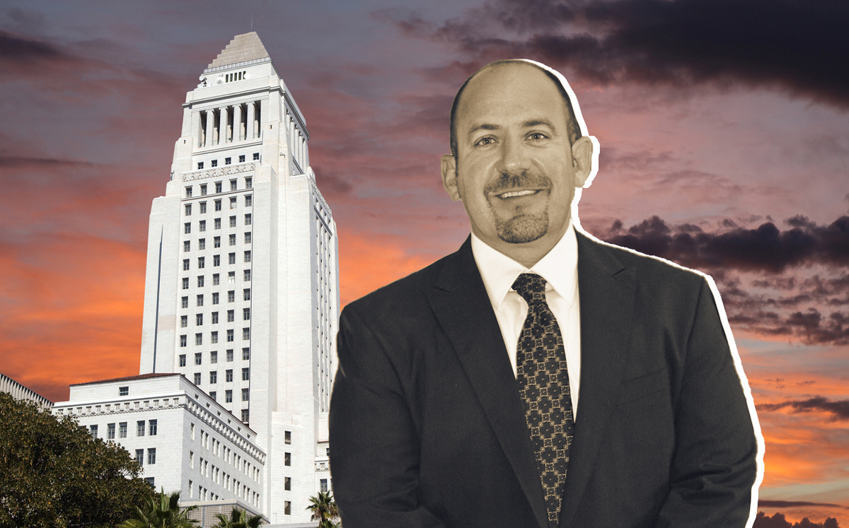Michael LoGrande with Los Angeles City Hall (Credit: Urban Land Institute and iStock)