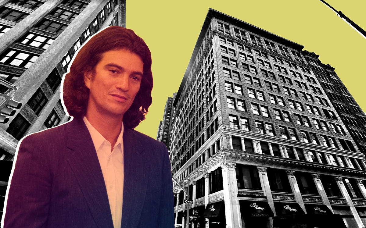 WeWork CEO Adam Neumann and 21-33 Irving Place (Credit: Getty Images and Google Maps)