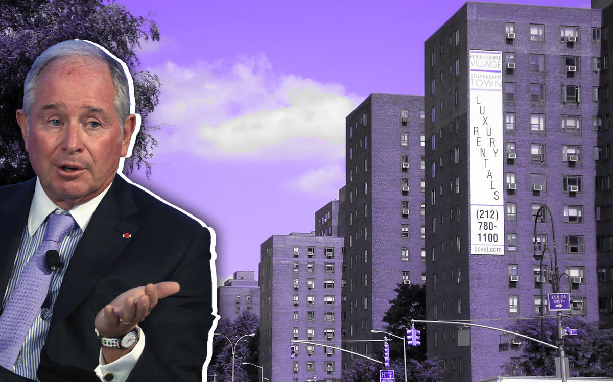 Blackstone CEO Stephen Schwarzman and Stuyvesant Town (Credit: Getty Images and Wikipedia)