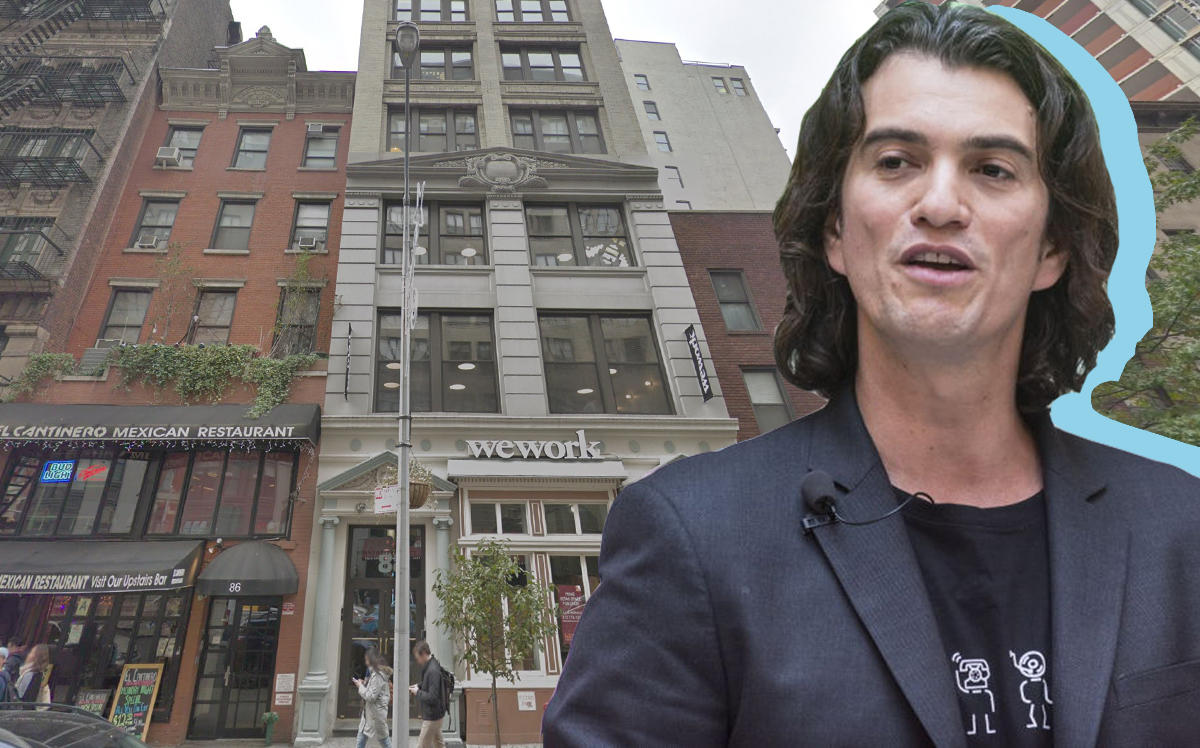 Adam Neumann and 88 University Place (Credit: Getty Images, Google Maps)