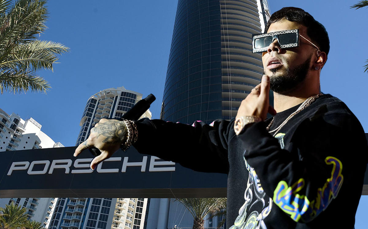 Anuel AA and Porsche Design Tower (Credit: Getty Images, Wikipedia)