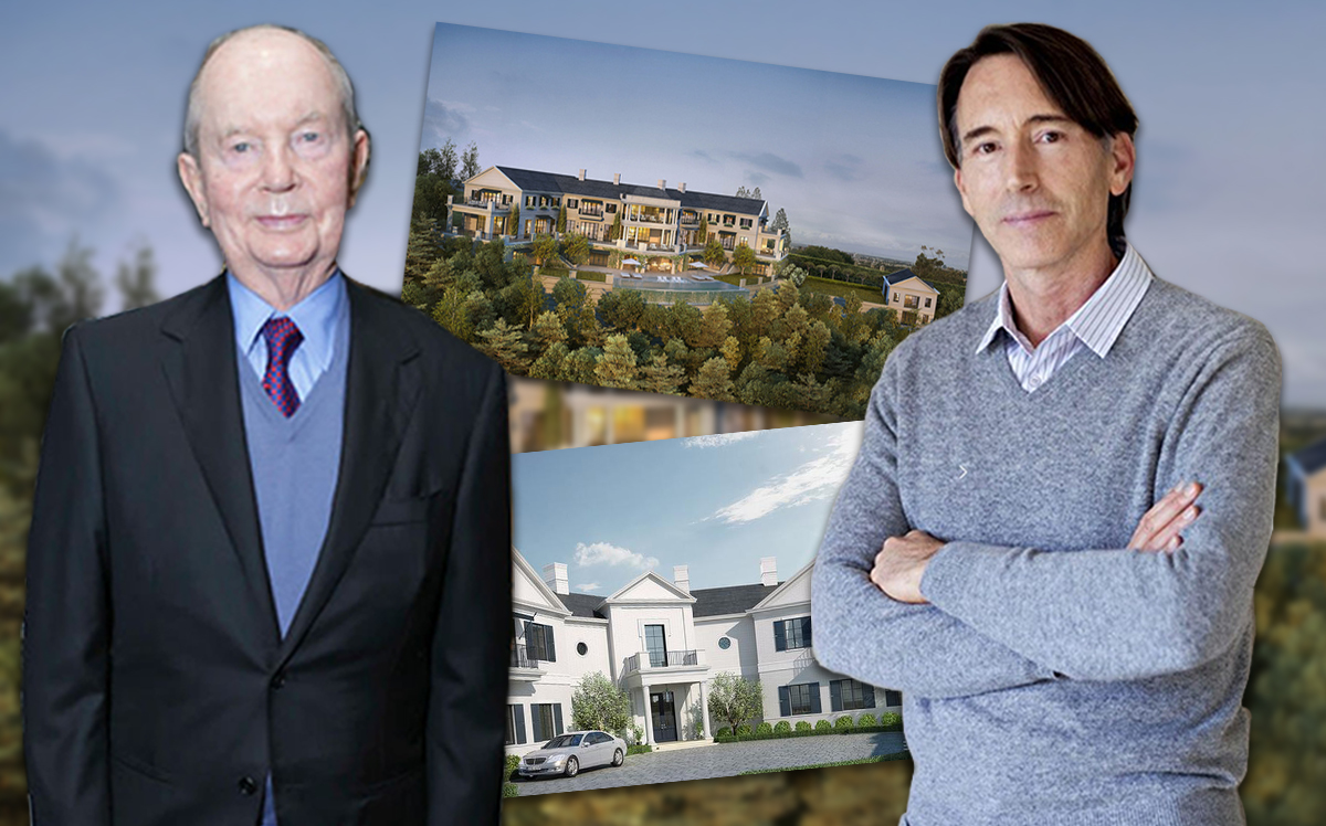 From left: Jerry Perenchio, architect William Hefner and renderings of the property (Credit: Getty Images, Redfin)