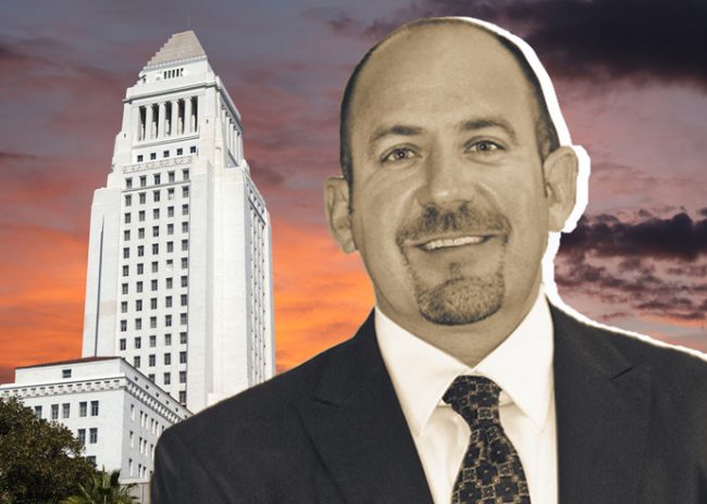 Michael LoGrande with Los Angeles City Hall (Credit: Urban Land Institute and iStock)