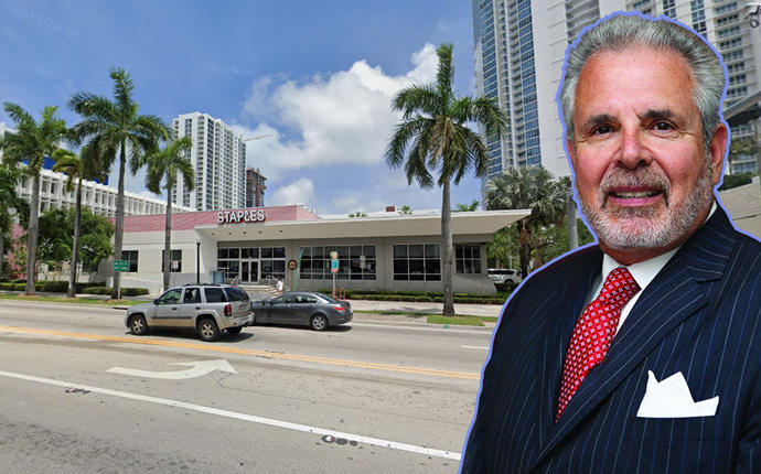 Russell Galbut and 3000 Biscayne Boulevard (Credit: Haute Living and Google Maps)