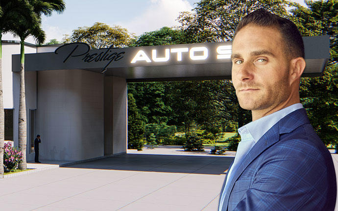 Brett David and a rendering of the auto spa