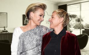 Ellen DeGeneres and Portia de Rossi with the home (Credit: Getty Images)