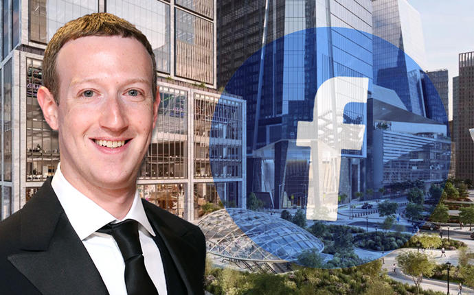 Mark Zuckerberg and 50 Hudson Yards (Credit: Huston Yards New York, Getty Images and Facebook)