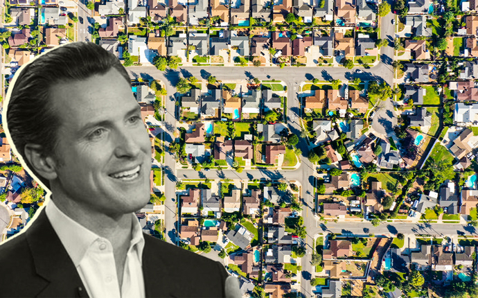 Governer Gavin Newsom and homes in California (Credit: iStock and Getty Images)