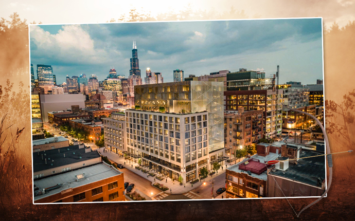 Base Capital Group and Hartshorne Plunkard Architecture’s plans for a 12-story hotel at 1043 West Fulton Market