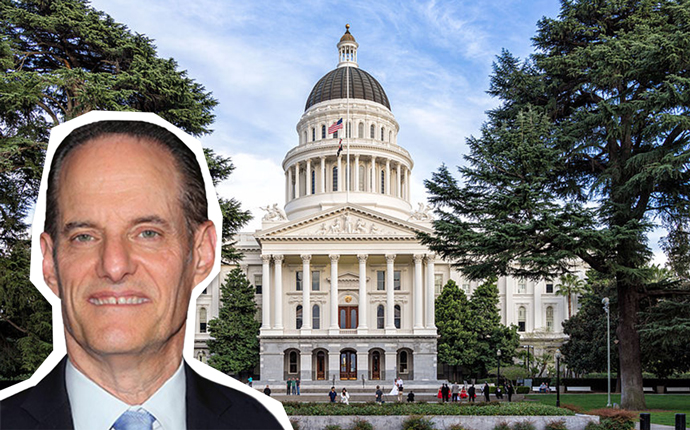 AIDS Healthcare Foundation’s Michael Weinstein and the California State Capitol building