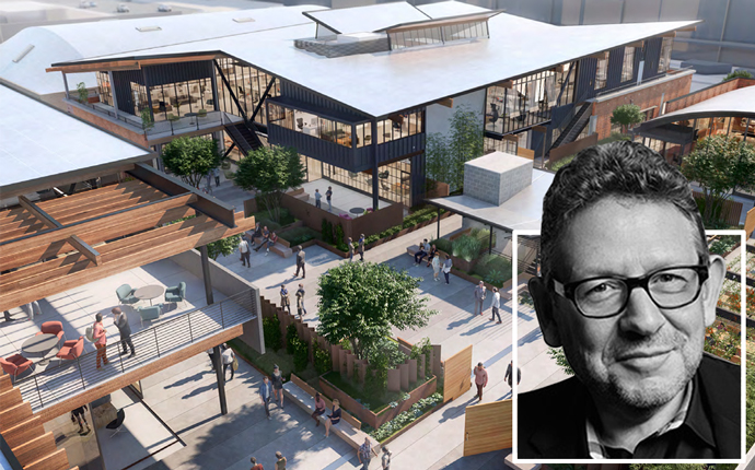Universal Music Group CEO Lucian Grainge and a rendering of Colorado Campus Building B