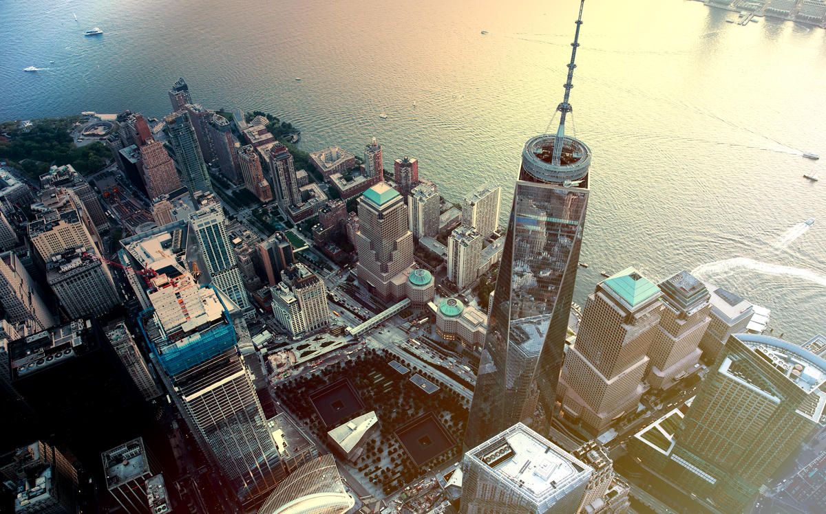 An aerial view One World Trade Center in Lower Manhattan (Credit: iStock)