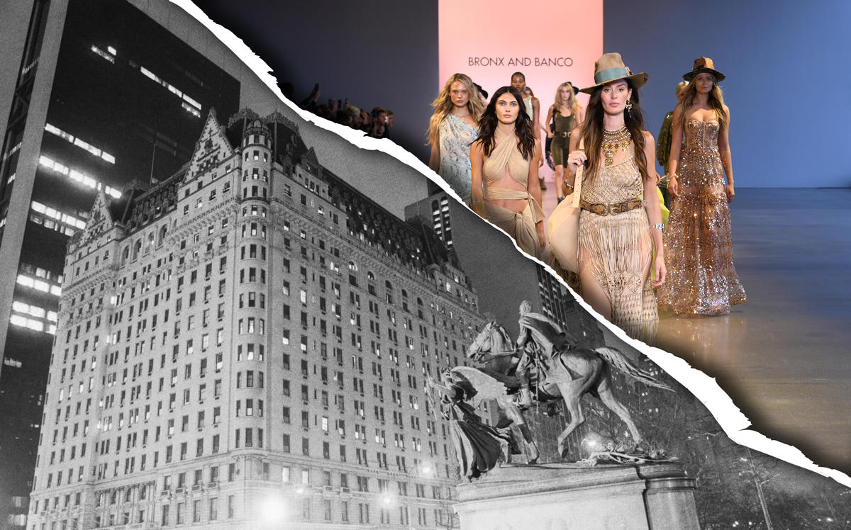 The Plaza Hotel and models walking the runway during New York Fashion Week September 2019 (Credit: Getty Images)