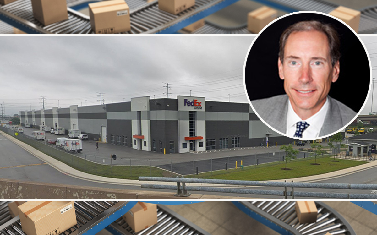 The FedEx distribution center and Cabot Properties CEO Franz F. Colloredo-Mansfield (Credit: Google Maps, iStock)