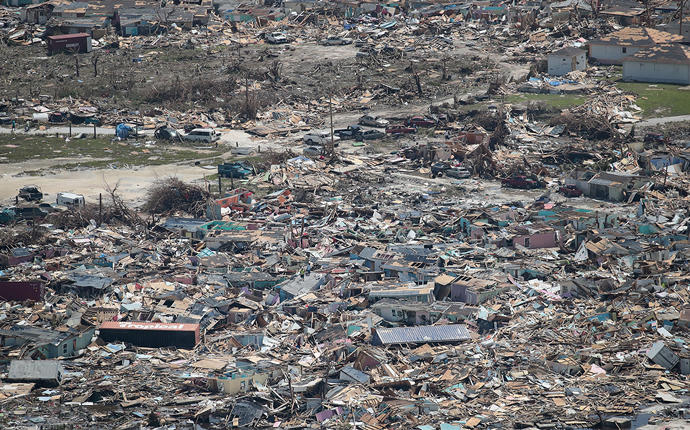 An aerial view of damage caused by Hurricane Dorian (Credit: Getty Images)