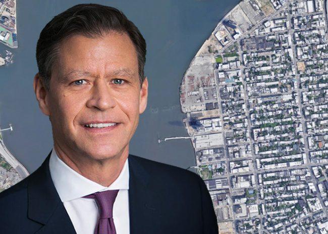 Brookfield's Ric Clark and an aerial view of the Greenpoint Landing development site (Credit: Google Maps)