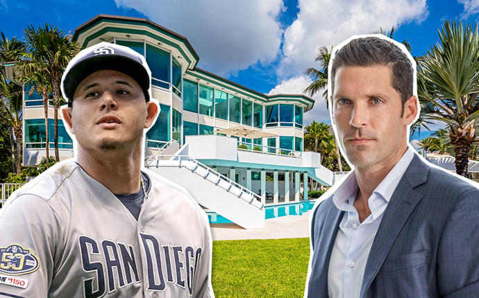 Manny Machado and Chad Carroll with 20 Tahiti Beach Island Road (Credit: Getty Images and Douglas Elliman)