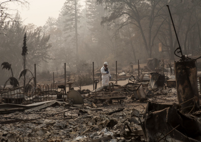 The wreckage after last year’s deadly Camp Fire in the town of Paradise. (Credit: California National Guard)