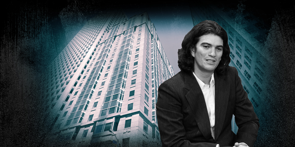 600 California Street in San Francisco and Adam Neumann (Credit: Google Maps and Getty Images)
