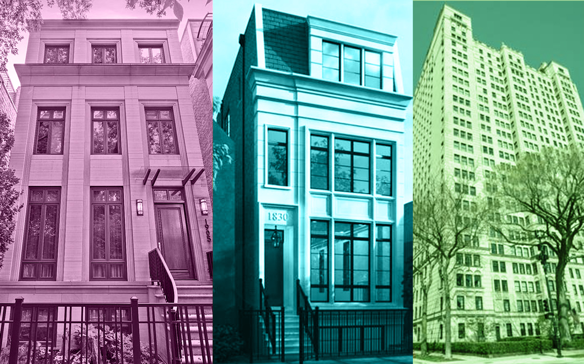 From left: 1905 North Howe, 1830 North Fremont Street, and 1500 North Lake Shore Drive (Credit: Redfin)