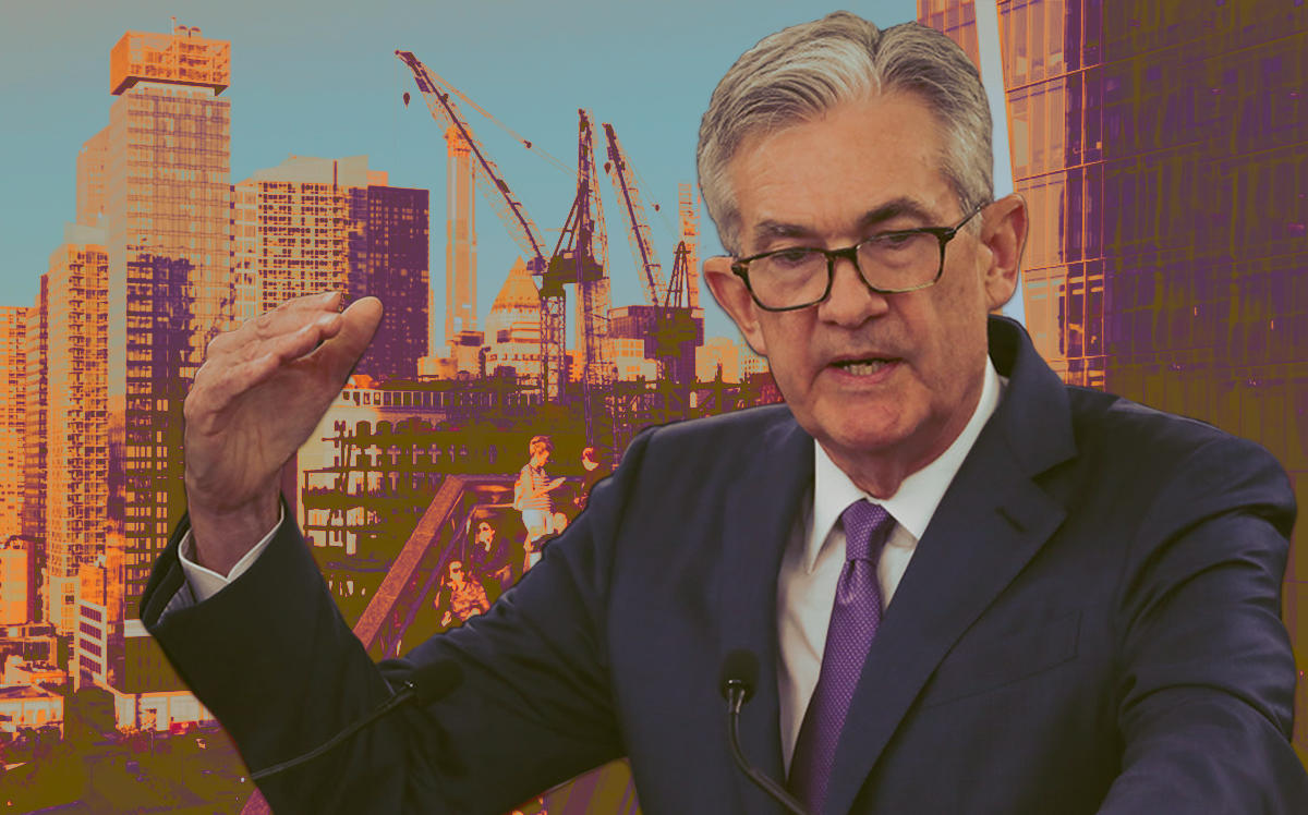 Jerome Powell and New York City construction in October 2019 (Credit: Getty Images)