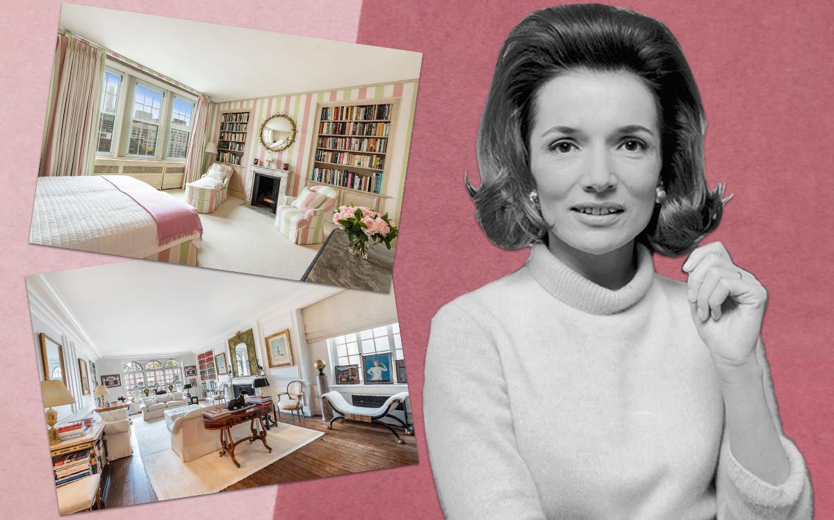 Lee Radziwill and her home at 160 East 72nd Street (Credit: Getty Images, Brown Harris Stevens)