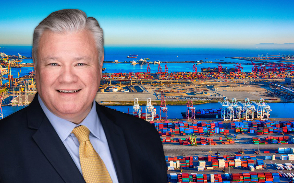 NAI Capital Vice President of Research, Marketing, and Communications J.C. Casillas and the Port of Los Angeles (Credit: iStock)