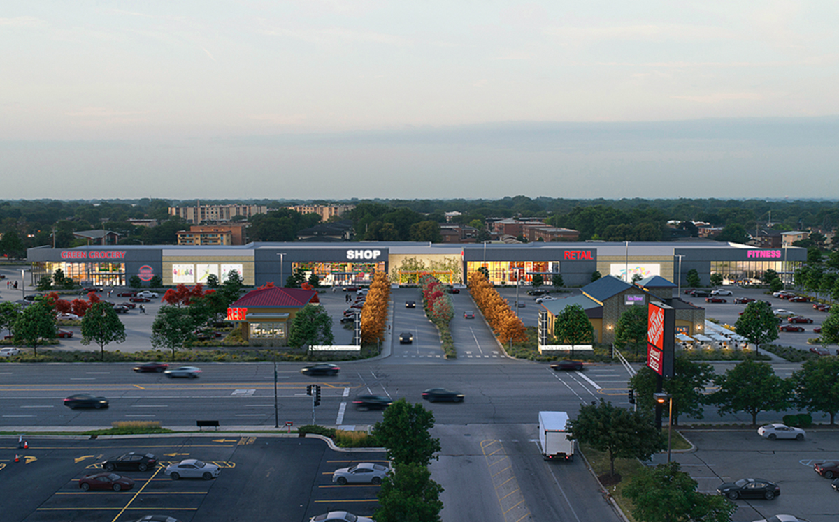 A rendering of the proposed Oak Lawn Commons strip mall