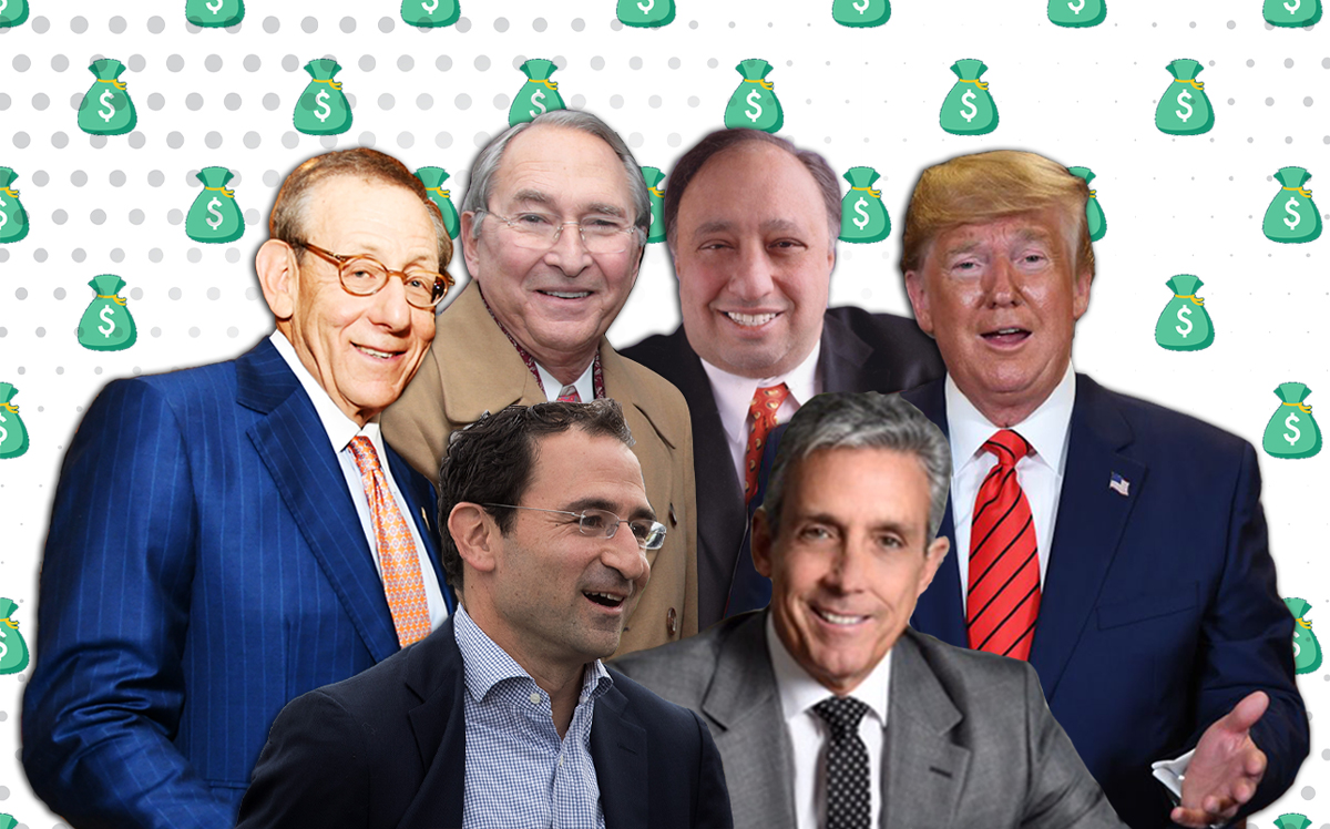 From left: Stephen Ross, Jonathan Gray, Sheldon Solow, John Catsimatidis, Charles Cohen and Donald Trump (Credit: Getty Images, iStock)