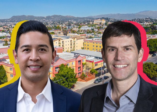 29th Street Capital founder Stan Beraznik, Jason de Guzman, the firm’s senior vice president for acquisitions for L.A., and the three buildings at 131, 143, and 171 S. Burlington Avenue
