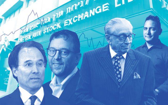 From left: Gary Barnett, David Lichtenstein, Larry Silverstein and Boaz Gilad with the Tel Aviv Stock Exchange