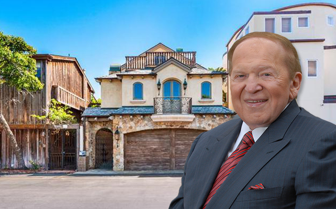 Sheldon Adelson and his new property flanked by two of his other homes (Credit: Getty Images)