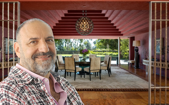 Joel Silver and the dining room in the Brentwood home (Credit: Getty Images)