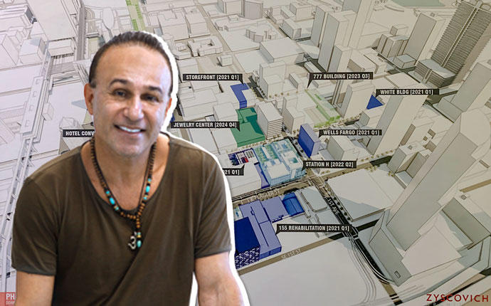 Moishe Mana and a map of the project