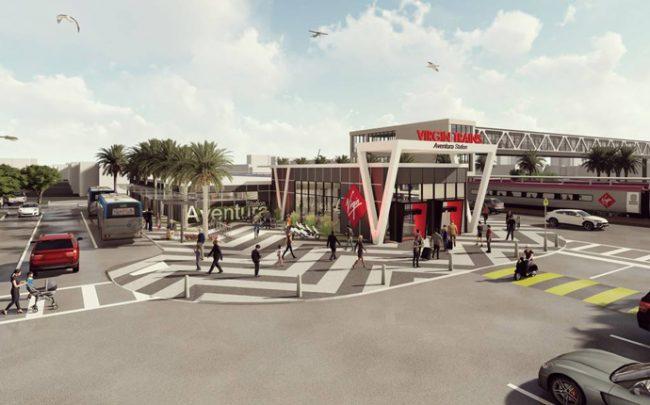 Rendering of the Virgin Trains station in Aventura