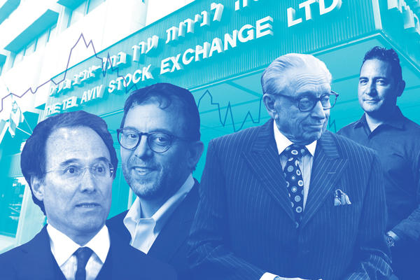 From left: Gary Barnett, David Lichtenstein, Larry Silverstein and Boaz Gilad with the Tel Aviv Stock Exchange