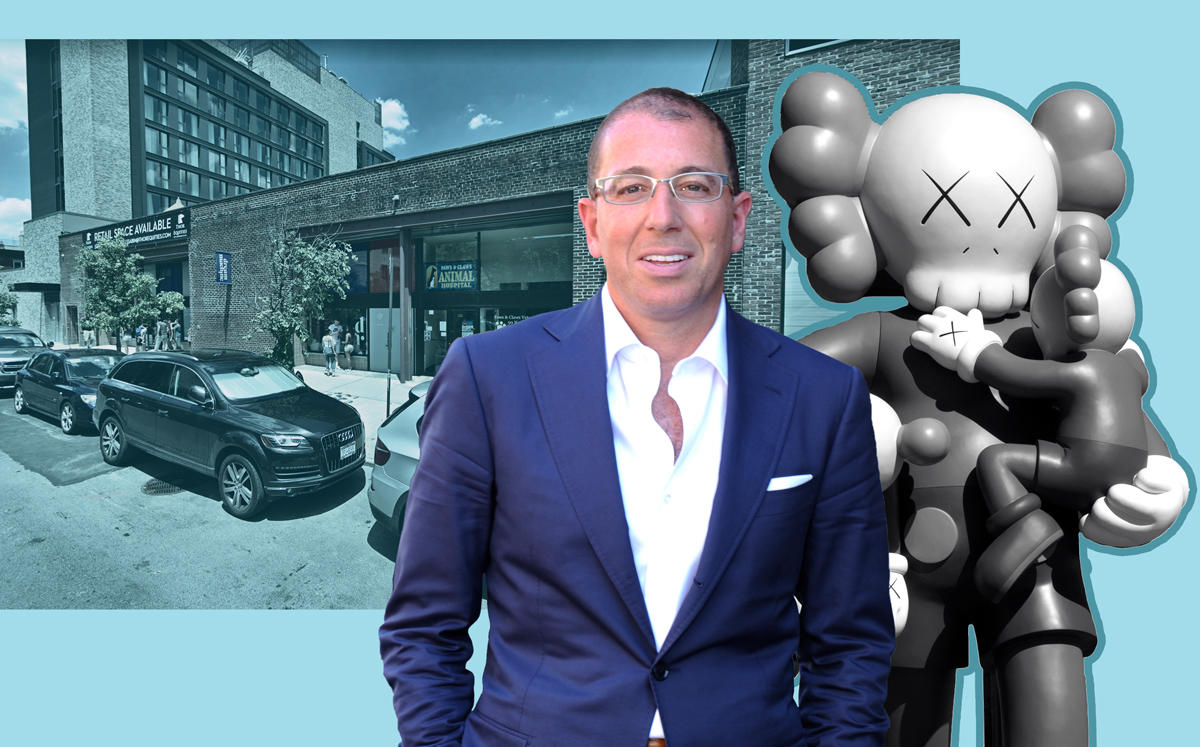 93 North 9th Street in Williamsburg, Thor Equities' Joe Sitt, and a KAWS statue (Credit: Google Maps and Jim Bowen via Flickr)