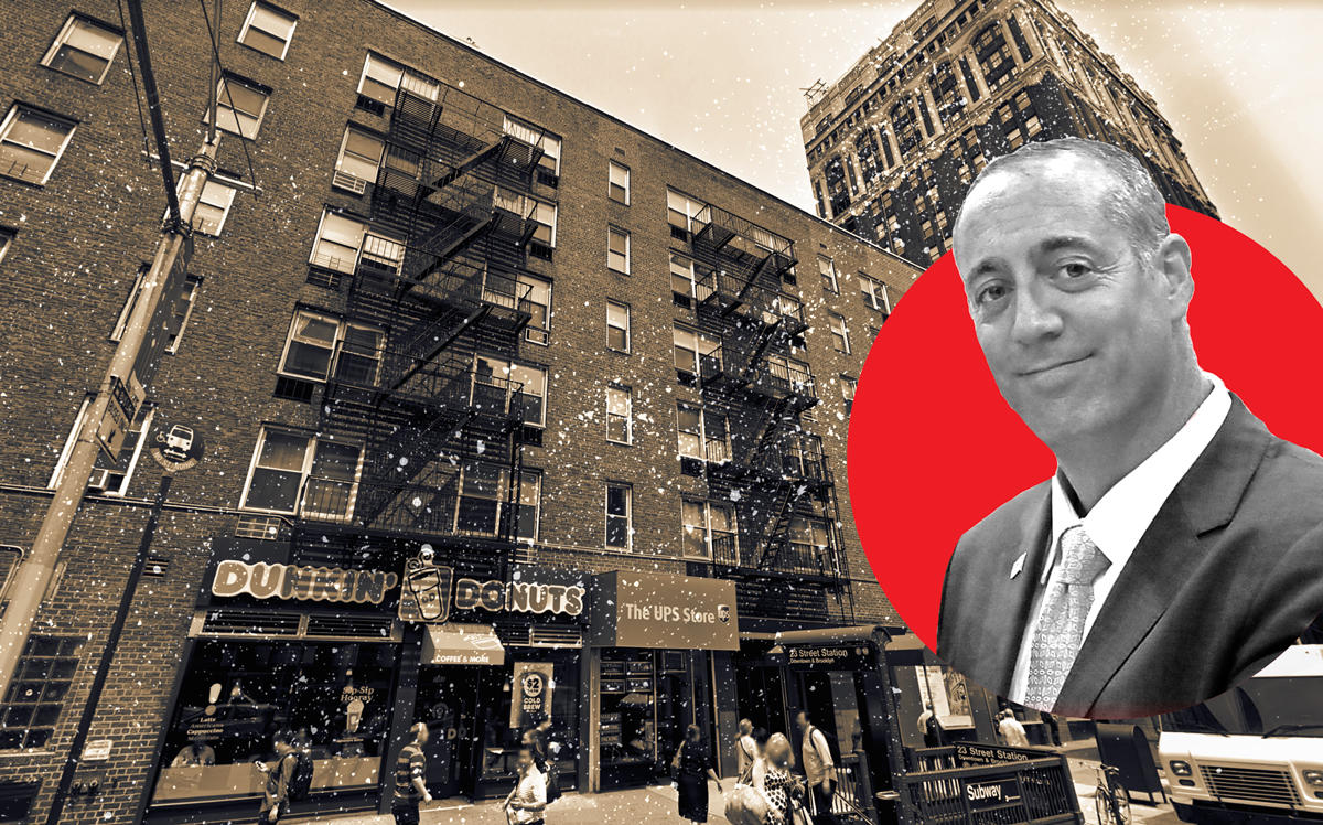 101 West 23rd Street and E&M Management principal Daniel Goldstein (Credit: Google Maps and E&M)