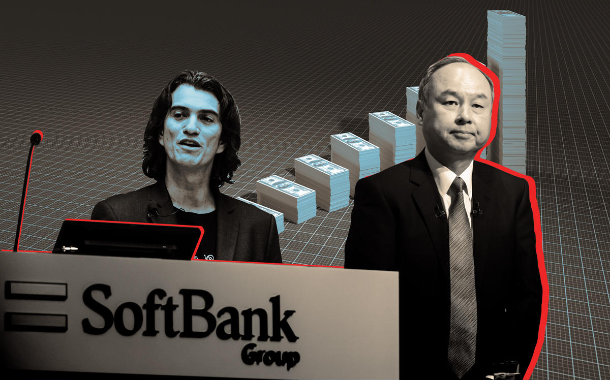 Former WeWork CEO Adam Neumann and Softbank CEO Masayoshi Son (Credit: Getty Images)