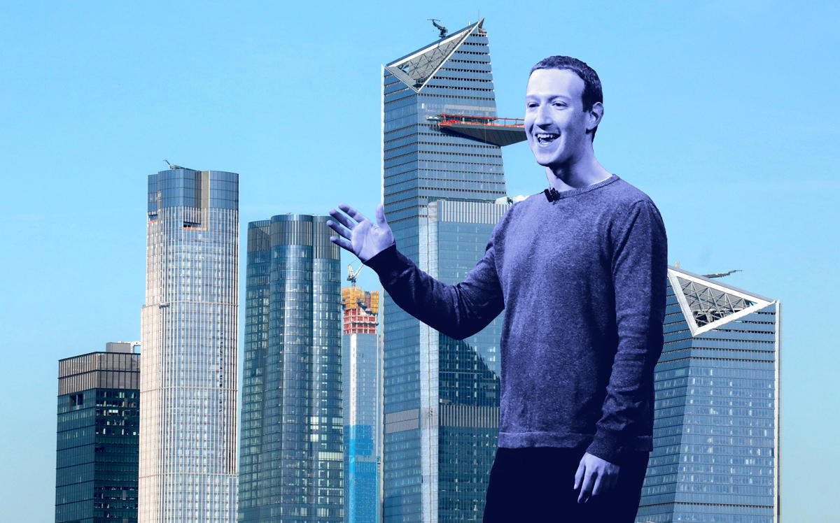 Facebook CEO Mark Zuckerberg and Hudson Yards (Credit: Getty Images)